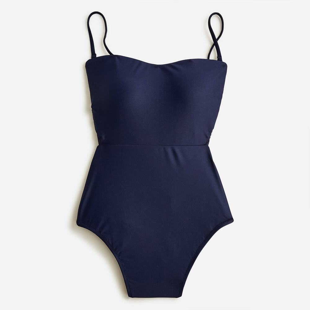 J. Crew Cutout Tie Back One Piece Swimsuit Navy Size 14
